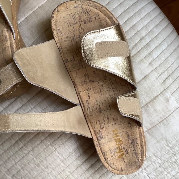 Alegria Krystal Leather Adjustable Slide Sandals Champagne SZ 37 - Picture 9 of 16